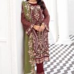 Rangoon by Ramsha Embroidered Chiffon Suits Unstitched 3 Piece Volume 8 D-810 - Luxury Collection