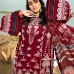 Baroque Embroidered lawn 3 piece suit 09- Coral Bell