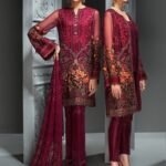 Jazmin Embroidered Luxury Chiffon Collection-09 MARRON ROMANTIQUE