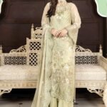 La Bella By Imrozia Premium Embroidered Chiffon Suits Unstitched 3 Piece Design 234 Pearl - Premium Collection