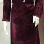 New Designer 2 Piece Ready To Wear Velvet Maxi Dress