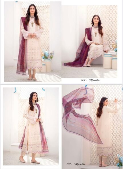Ibtedaa by Malala Fatima Heavy Embroidered Lawn Collection D-09 Mumtaz