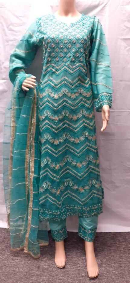 Heavy Embroidered 3 Piece Fancy Net Dress Eid Collection