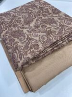 Unstitched pakistani indian Printed alpine winter suit with burnout dupatta