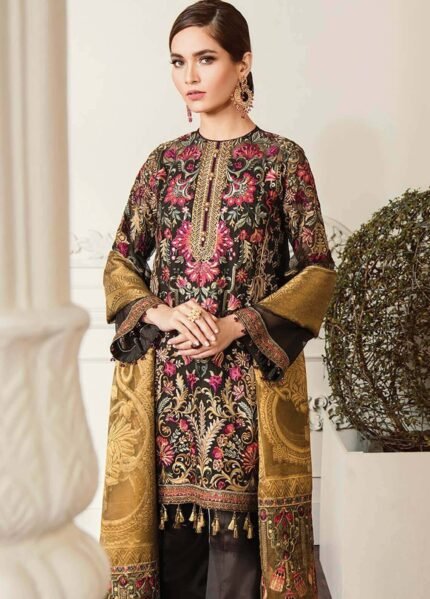 Baroque Embroidered Chiffon Unstitched 3 Piece Suit Design 08 Lumina - Luxury Collection