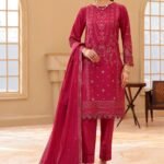 Farasha Embroidered Lawn Suit Unstitched 3 Piece Design 05 Pink Sorbet - Festive Collection