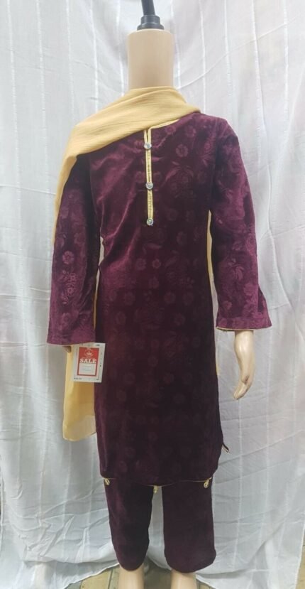New 3 Piece Ready To Wear Velvet Suits For Girls