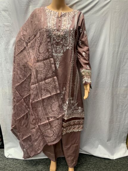 NEW EMBROIDERED 3 PIECE READYMADE COTTON SUITS R07