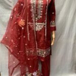 NEW EMBROIDERED 3 PIECE READYMADE COTTON SUITS R08
