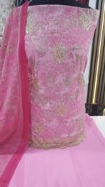 Unstitched Asian Pakistani indian printed Crape Silk Kameez and salwar suits. - Image 4