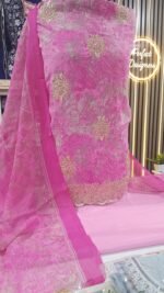 Unstitched Asian Pakistani indian printed Crape Silk Kameez and salwar suits. - Image 6