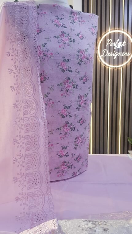 Unstitched Asian Chiken kari embroidery Cotton printed shalwar kameez suits