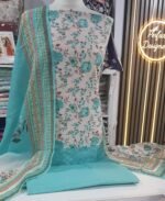 Ladies Unstitched soft cotton printed thread work shalwar kameez 3 piece suits. - Image 5