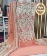 Ladies Unstitched soft cotton printed thread work shalwar kameez 3 piece suits. - Image 2