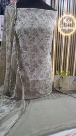 Unstitched Asian Pakistani indian printed Crape Kameez and salwar suits. - Image 4