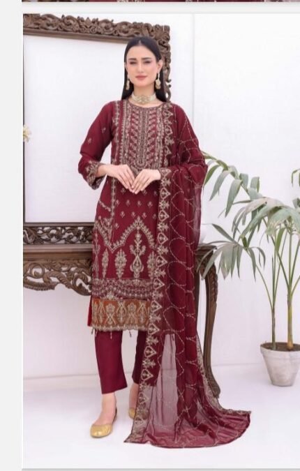 New designer ready made 3Piece chiffon Sequence embroidered suit .