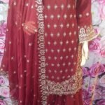 New designer ready made 3Piece chiffon embroidered suit with Sharah Style.