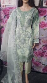 Pakistani-Indian Designer Ready to Wear Heavy Embroidered Organza Suits .