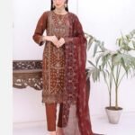 New designer ready made 3Piece chiffon Sequence embroidered suit .