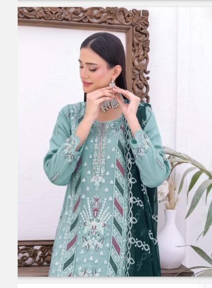 New designer ready made 3Piece chiffon Sequence embroidered suit .