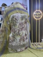 Unstitched Asian Pakistani Indian shalwar kameez crape Printed suits 4 Colours - Image 2
