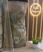 Unstitched pakistani Indian Embroidered alpine winter suits with printed alpine dupatta - Image 4