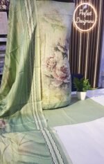 Unstitched pakistani Indian Sequence Embroidered Alpine winter suits with printed Sequence Embroidered Dupatta