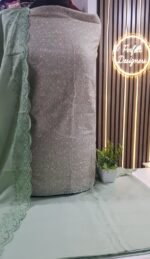 Unstitched pakistani Indian Printed alpine winter suits with embroidered shawl D-14127 - Image 3