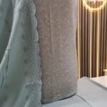 Unstitched pakistani Indian Printed alpine winter suits with embroidered shawl D-14127