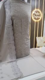 Unstitched pakistani indian Printed alpine winter suits with embroidered shawl - Image 5