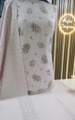 Unstitched pakistani Indian Embroidered alpine winter suits with embroidered shawl D-845 - Image 5