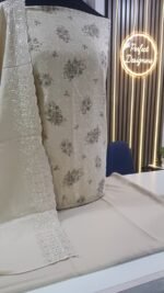 Unstitched pakistani Indian Embroidered alpine winter suits with embroidered shawl D-845 - Image 7