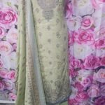 Unstitched pakistani Indian Embroidered alpine winter suits with printed alpine duppata