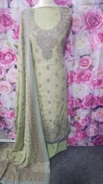 Unstitched pakistani Indian Embroidered alpine winter suits with printed alpine duppata