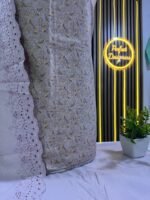 Unstitched pakistani indian Printed alpine winter suits with embroidered shawl - Image 3