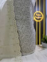 Unstitched pakistani indian Printed alpine winter suits with embroidered shawl - Image 7