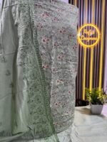 Unstitched pakistani Indian Embroidered alpine winter suits with embroidered shawl D-14128 - Image 3