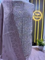 Unstitched pakistani Indian Embroidered alpine winter suits with embroidered shawl D-14128