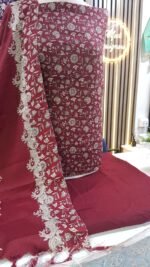Unstitched Embroidered marina winter suits with printed pashmina shawl - Image 3