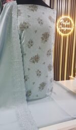 Unstitched pakistani Indian Embroidered alpine winter suits with embroidered shawl D-845