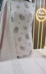 Unstitched pakistani Indian Embroidered alpine winter suits with embroidered shawl D-845 - Image 9