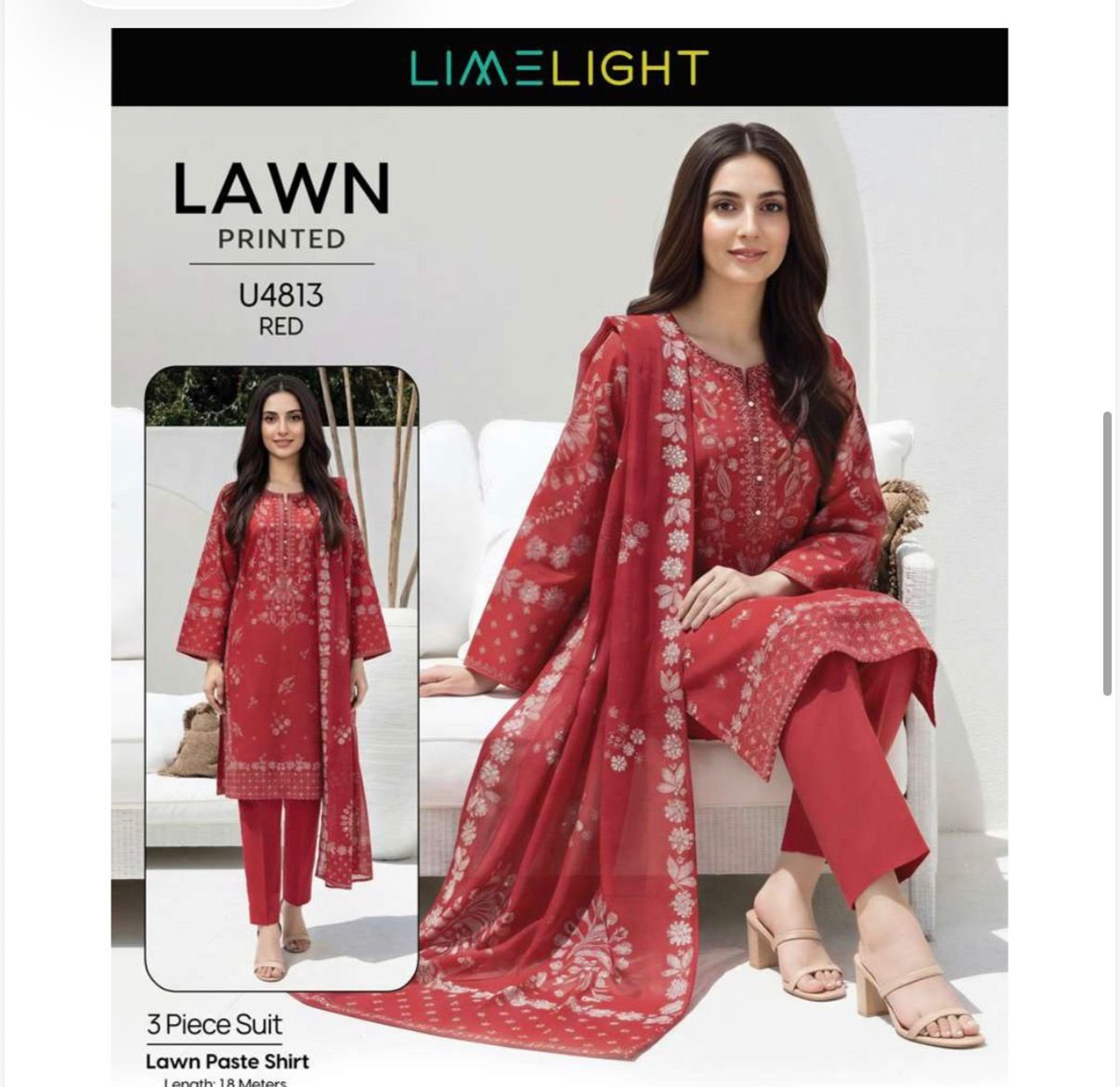 1a703e57-e26f-4874-91e6-8f230179f82b LIME LIGHT Luxury Lawn unstitch Printed collection U4813 - Image 1
